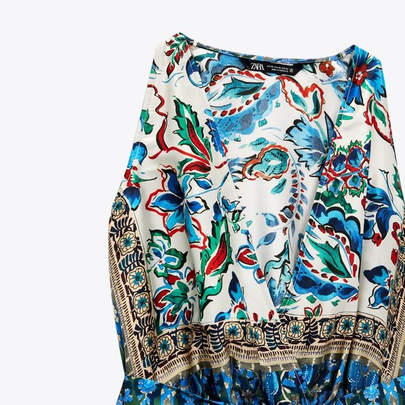 Zara Satin Multicolored Printed Jumpsuit - Picture 9 of 13